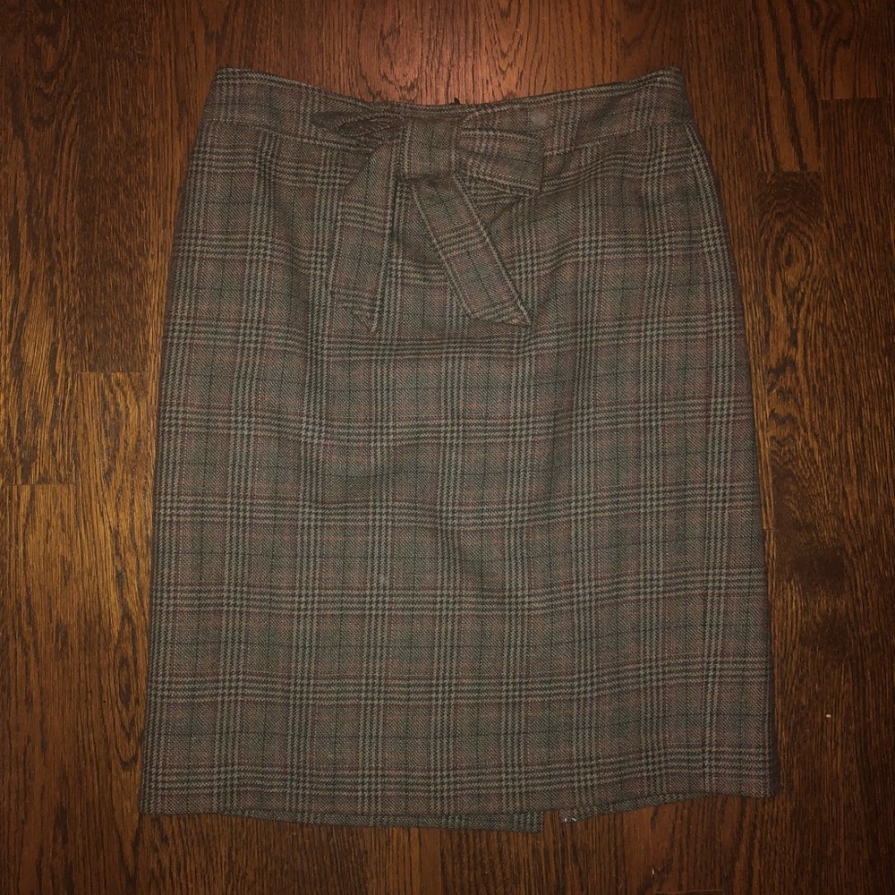 JCrew wool plaid skirt with cute bow waist detail